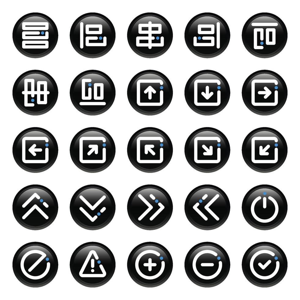 Black circle outline icons for Sign and Symbol. vector