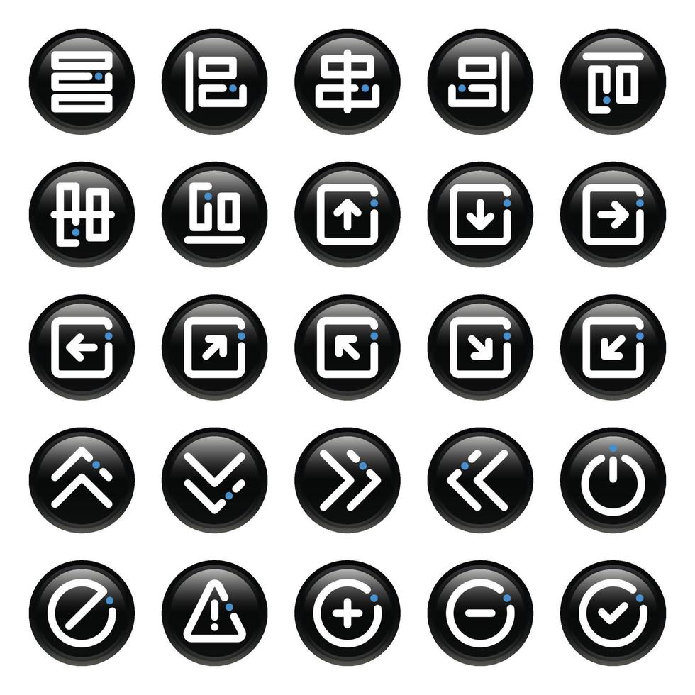 iconos de contorno de círculo negro para signo y símbolo. vector