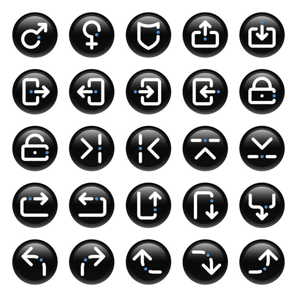 Black circle outline icons for Sign and Symbol. vector