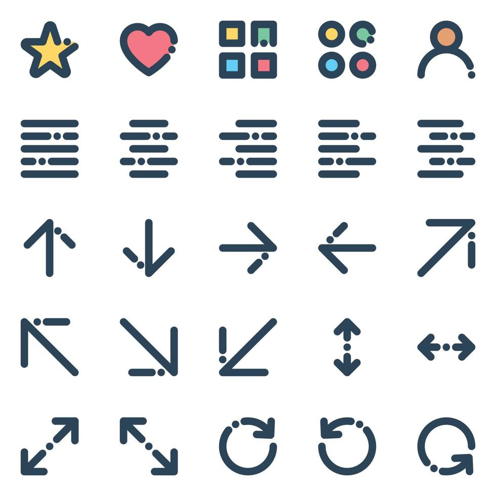 Filled color outline icons for Sign and Symbol. vector