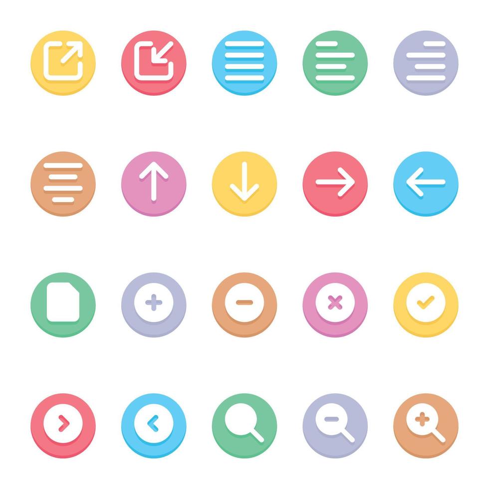 Circle color glyph icons for User interface. vector