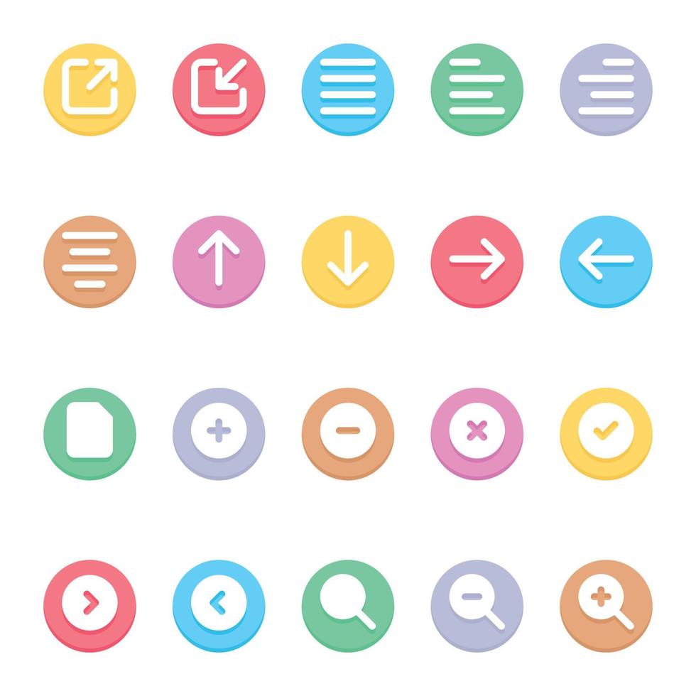 iconos de glifo de color circular para la interfaz de usuario. vector