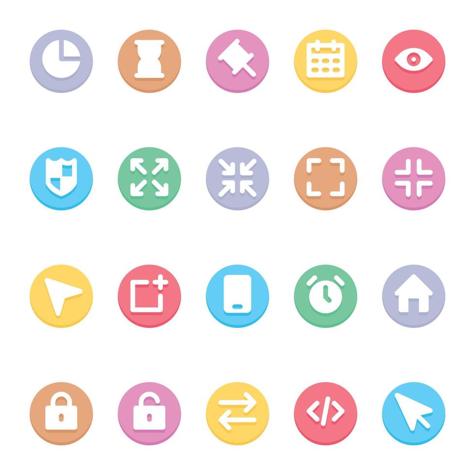Circle color glyph icons for User interface. vector