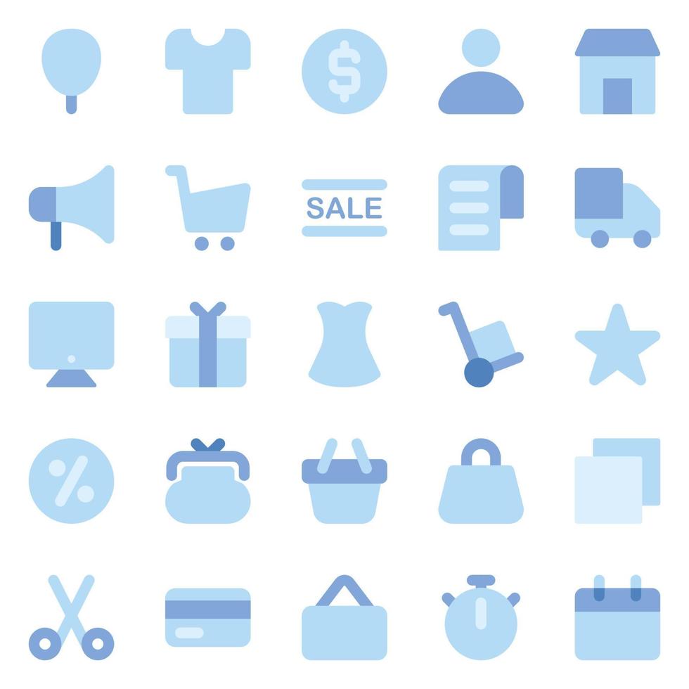 Blue flat icons for Black friday. vector