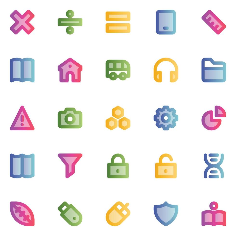 Filled outline, smooth icons for Education. vector