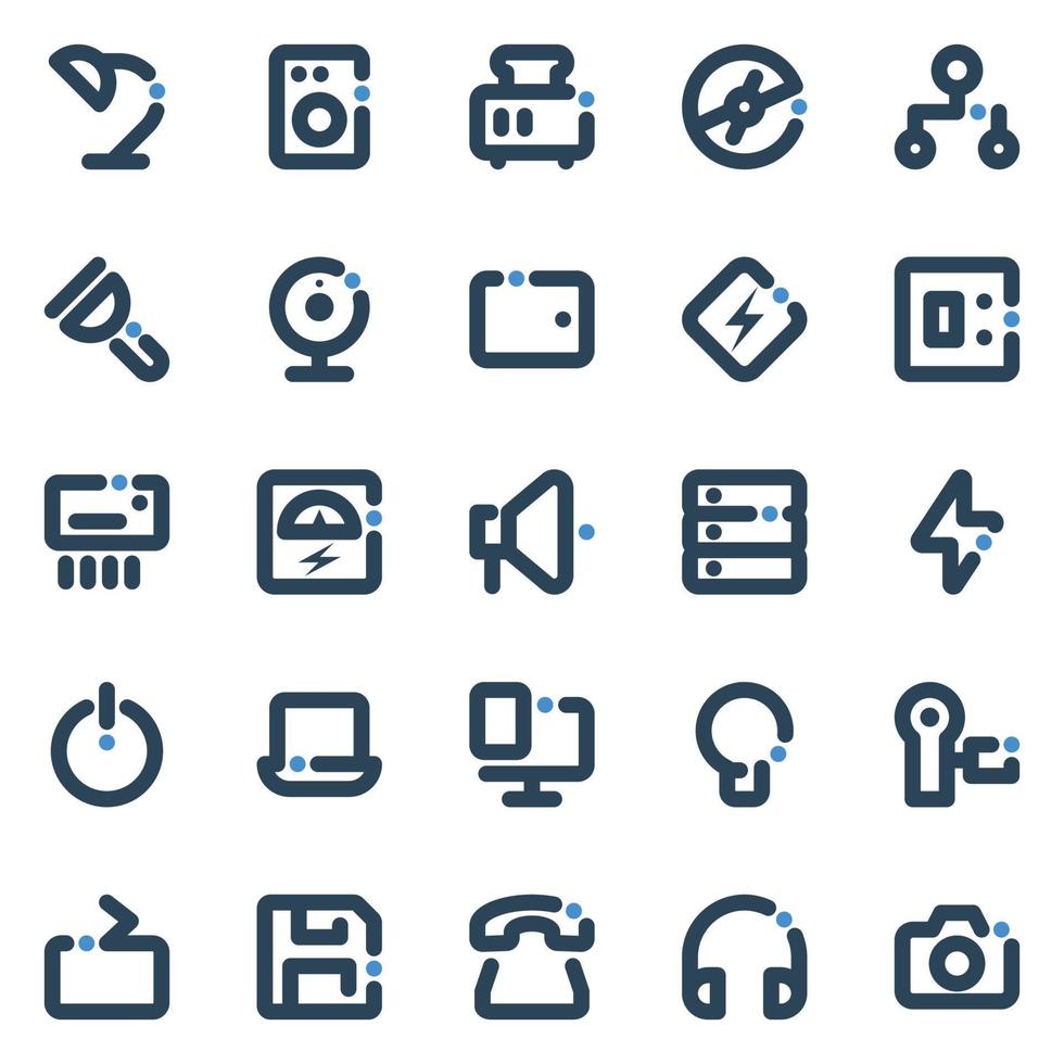 Bold line icons for Electronics. vector