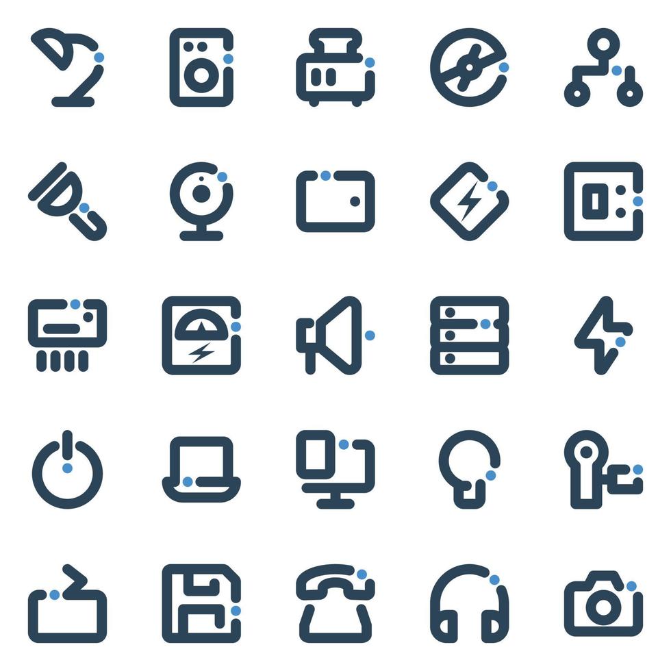 Bold line icons for Electronics. vector