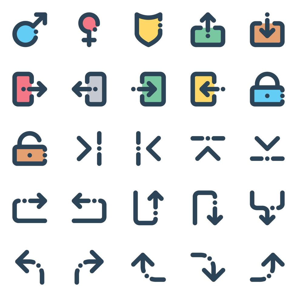 Filled color outline icons for Sign and Symbol. vector