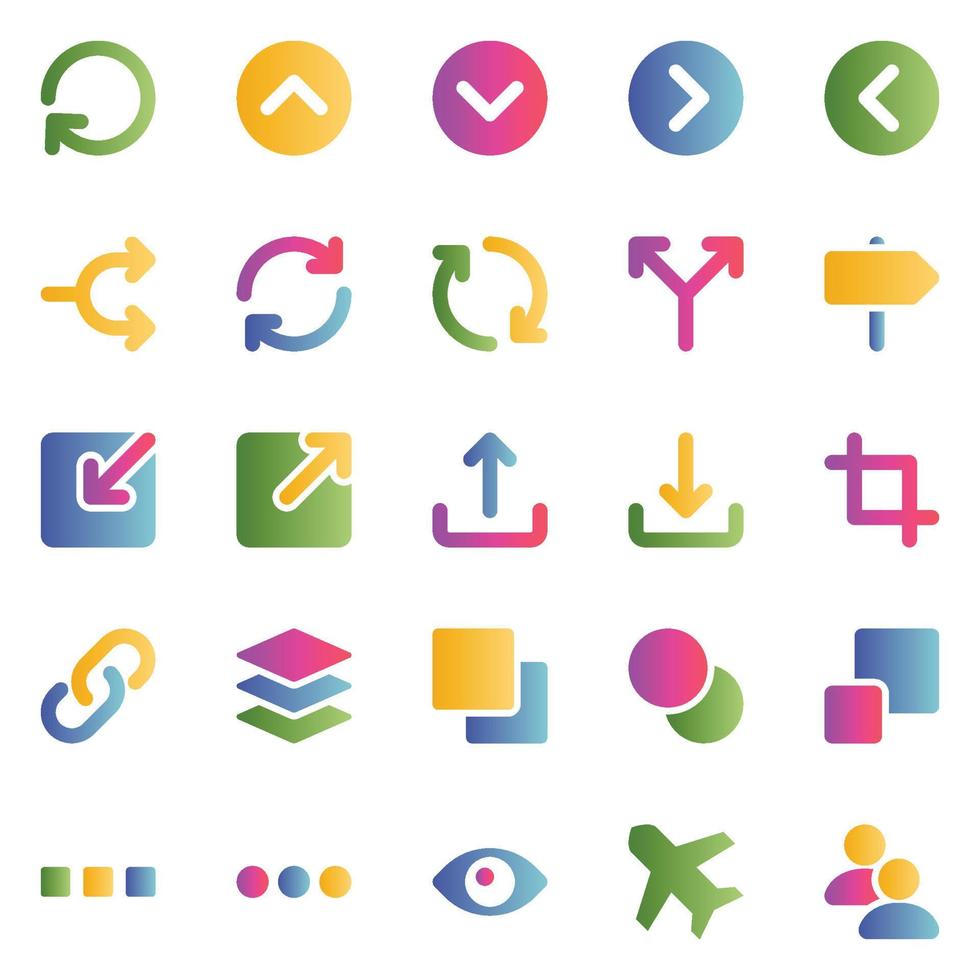 iconos de color degradado para signo y símbolo. vector