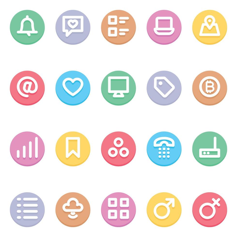 Circle color outline icons for Social media. vector