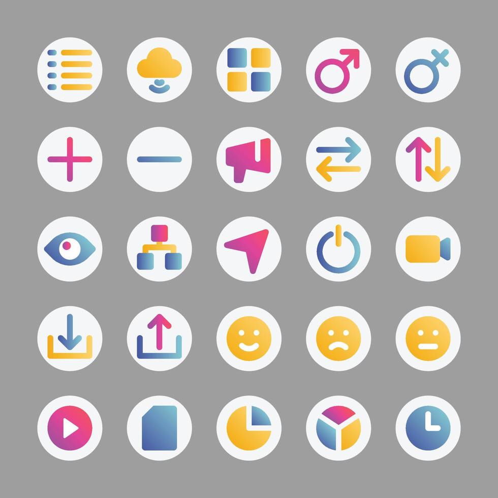 Gradient color icons for Social media. vector