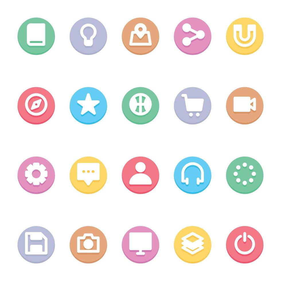 Circle color glyph icons for User interface. vector