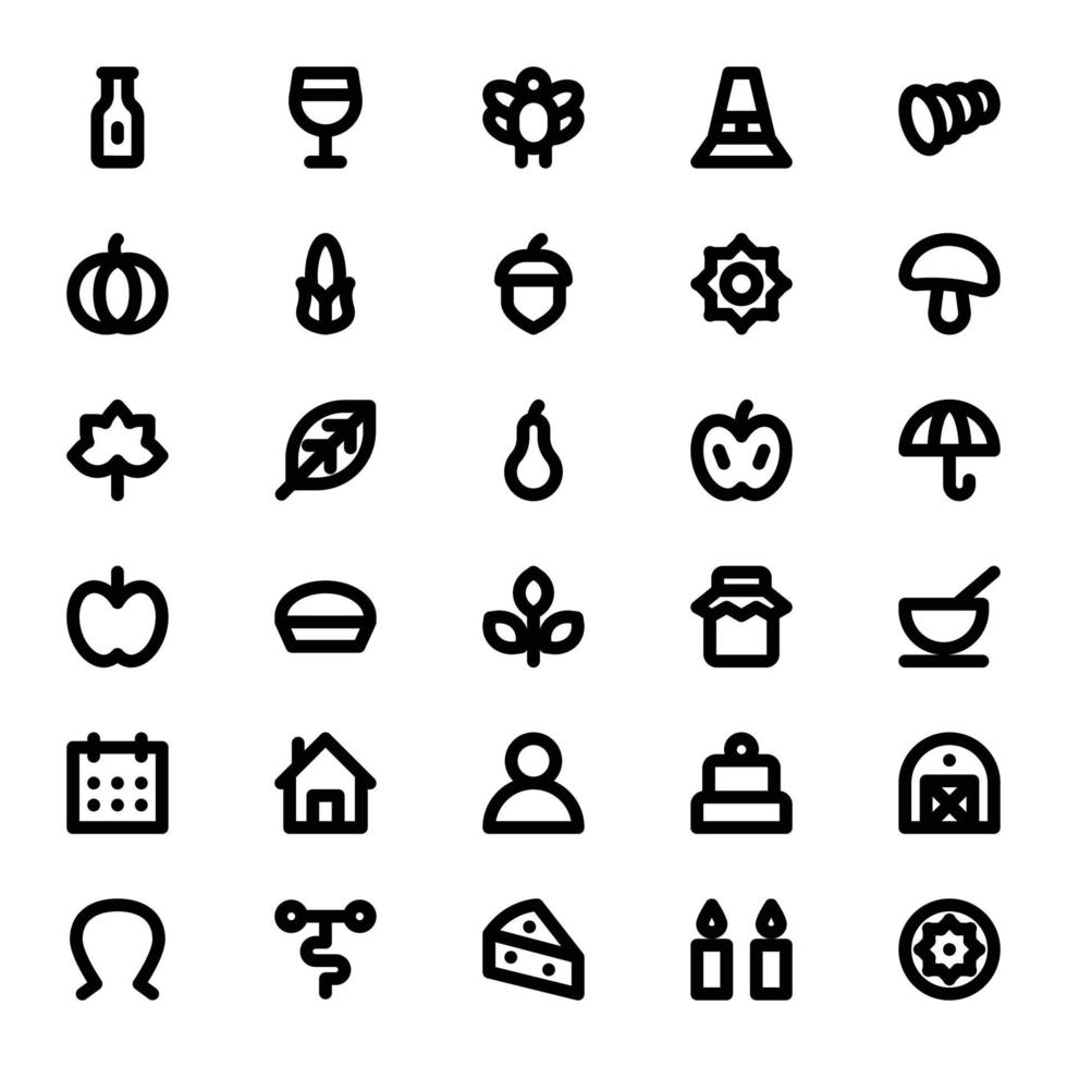 Outline icons for Thanksgiving. vector
