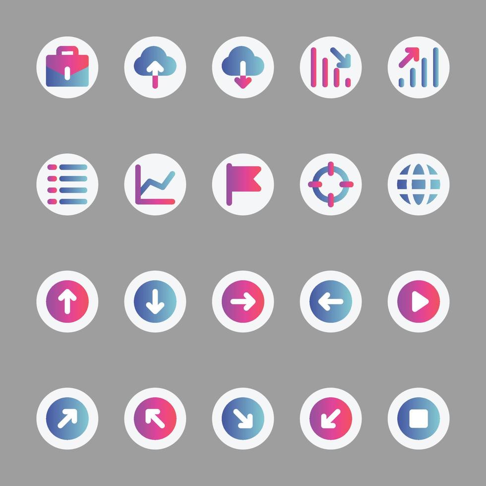 Gradient color icons for User interface. vector