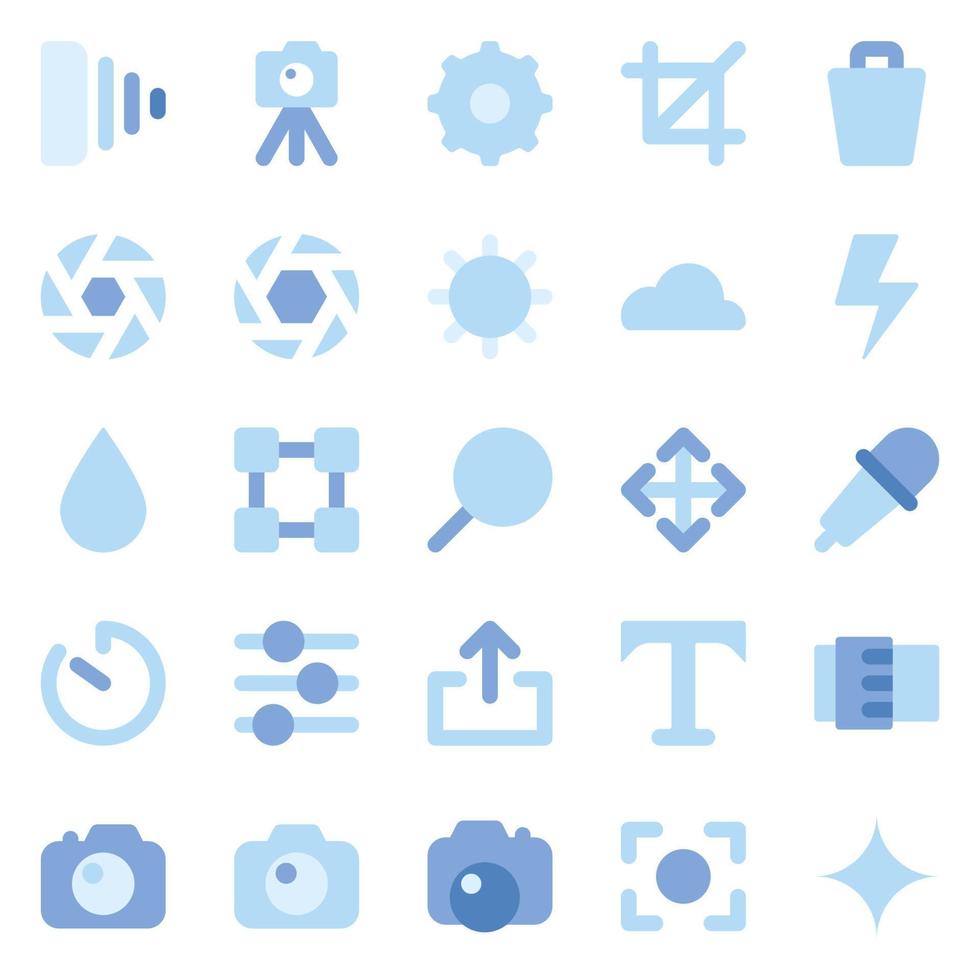 Blue flat icons for Camera. vector