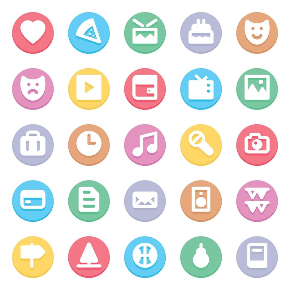 Circle color glyph icons for christmas. vector