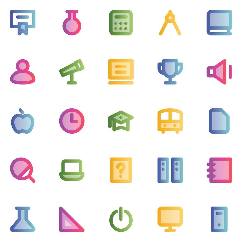 Filled outline, smooth icons for Education. vector
