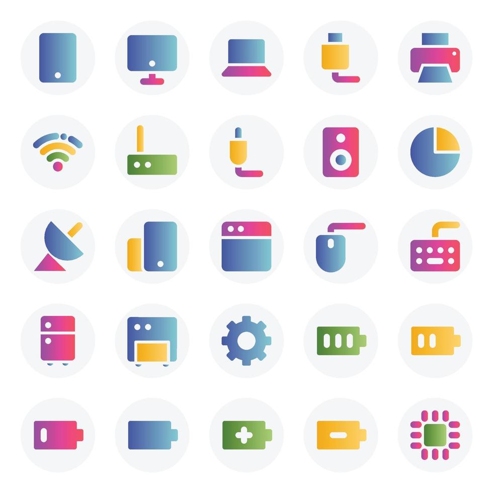 Gradient color icons for Electronics. vector