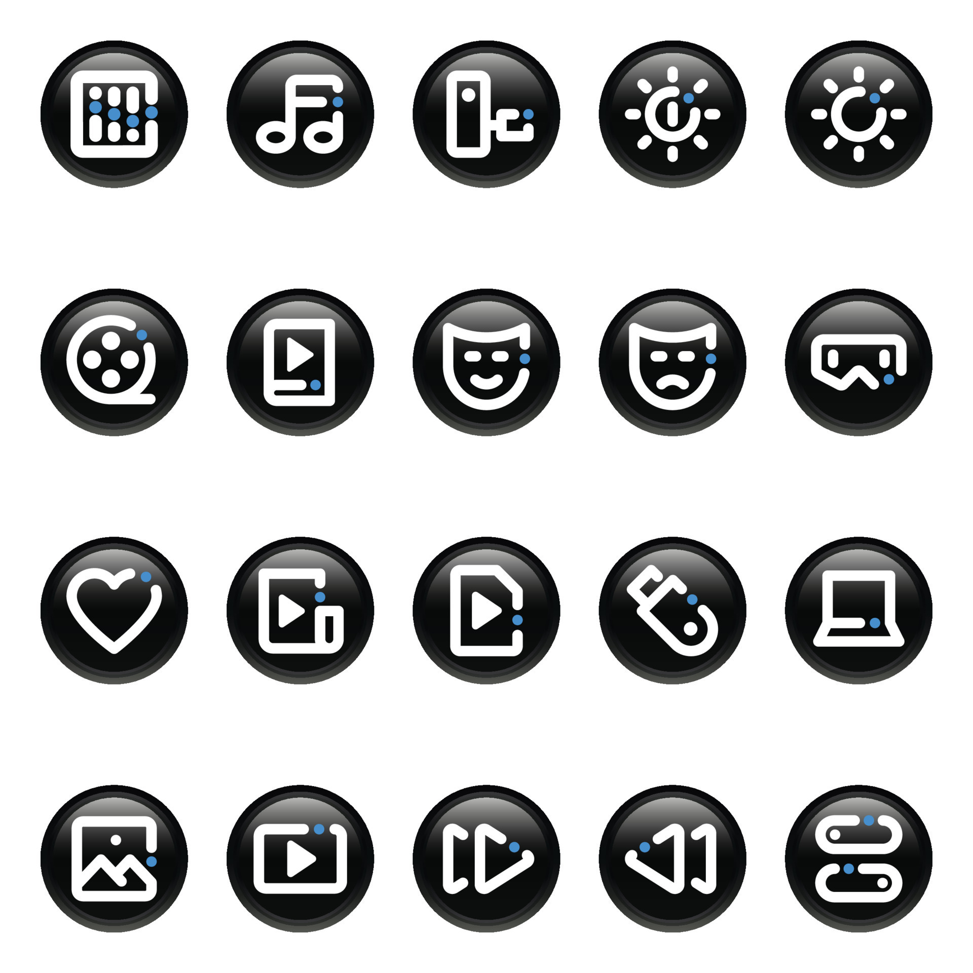 Black circle outline icons for Media. 16833303 Vector Art at Vecteezy