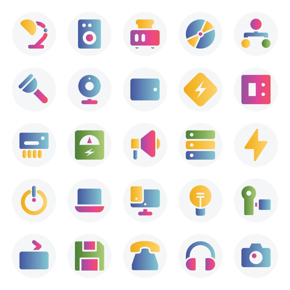 iconos de color degradado para electrónica. vector