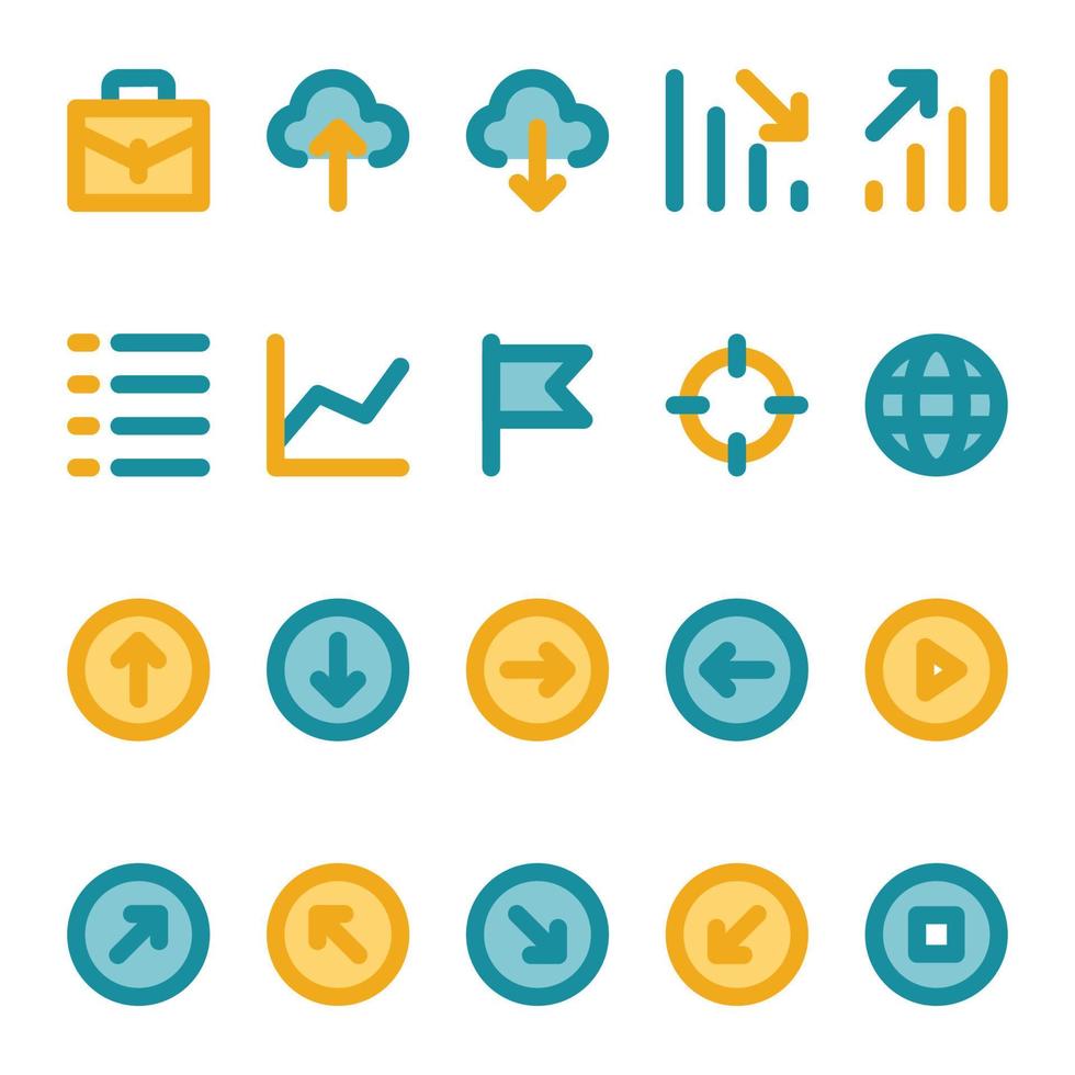 iconos de contorno de color rellenos para la interfaz de usuario. vector