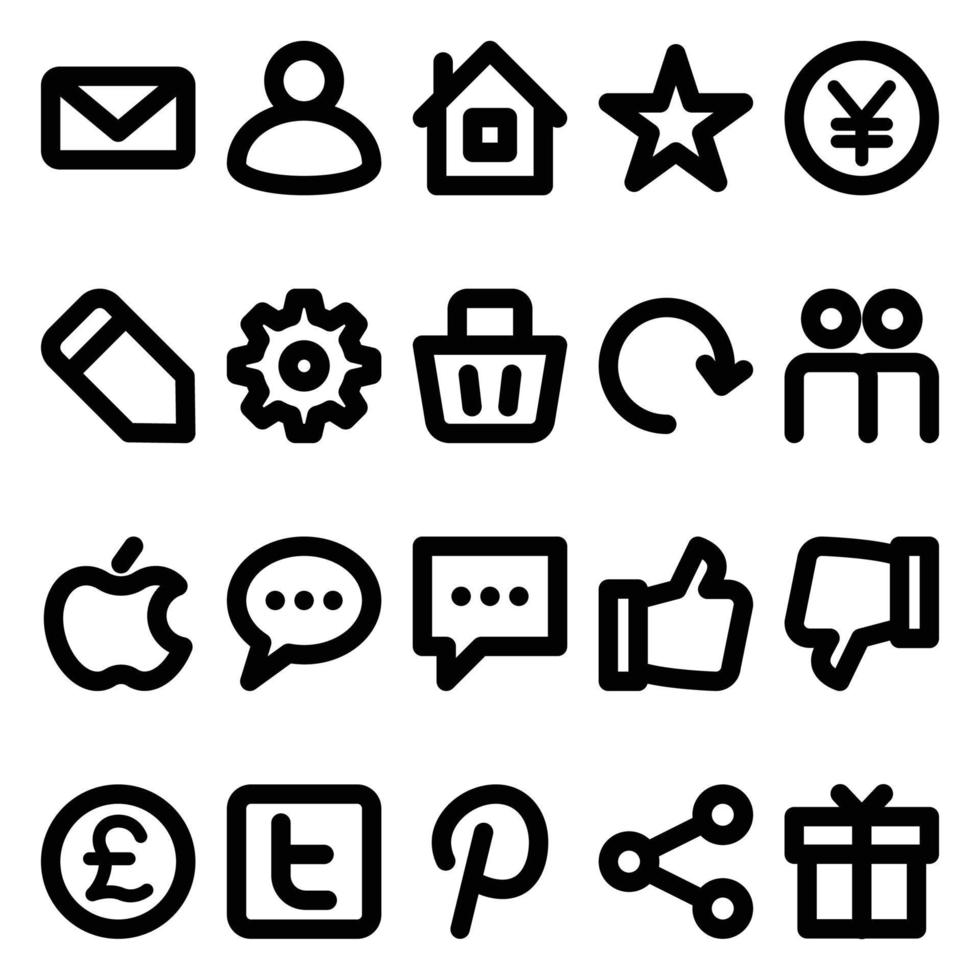Outline icons for Social media. vector