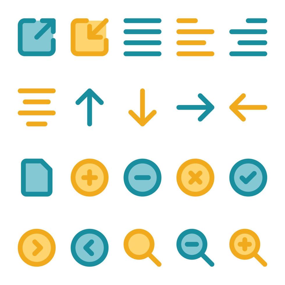 iconos de contorno de color rellenos para la interfaz de usuario. vector