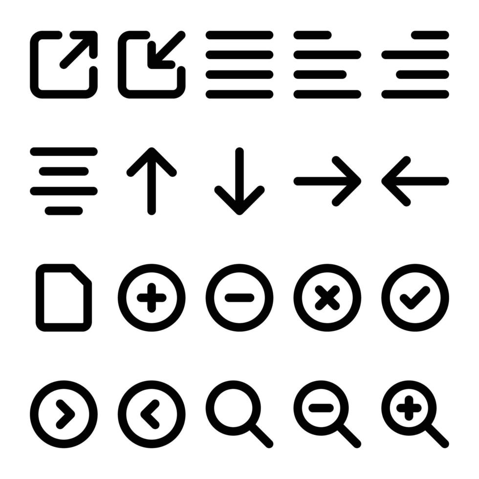 Outline icons for User interface. vector
