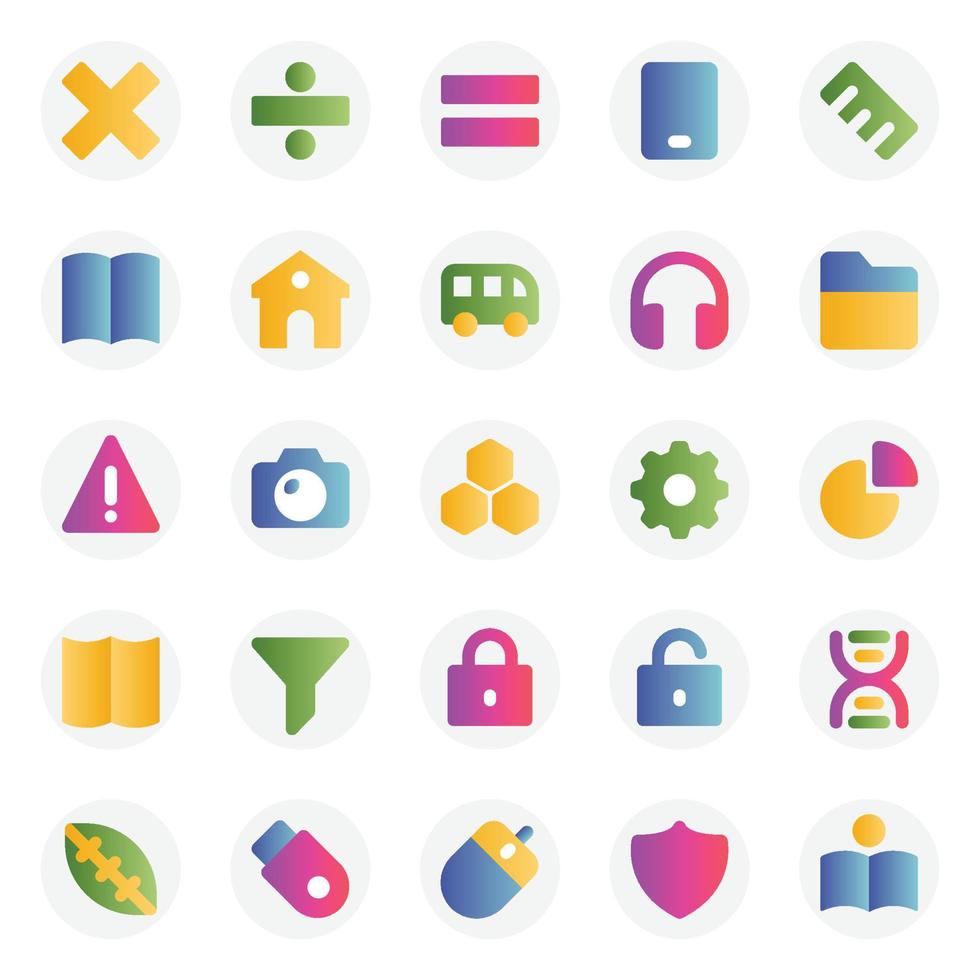 Gradient color icons for Education. vector