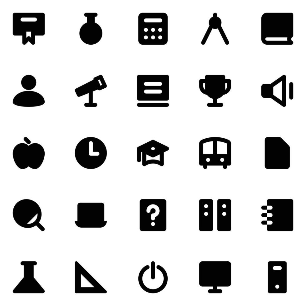 iconos de glifos para la educación. vector
