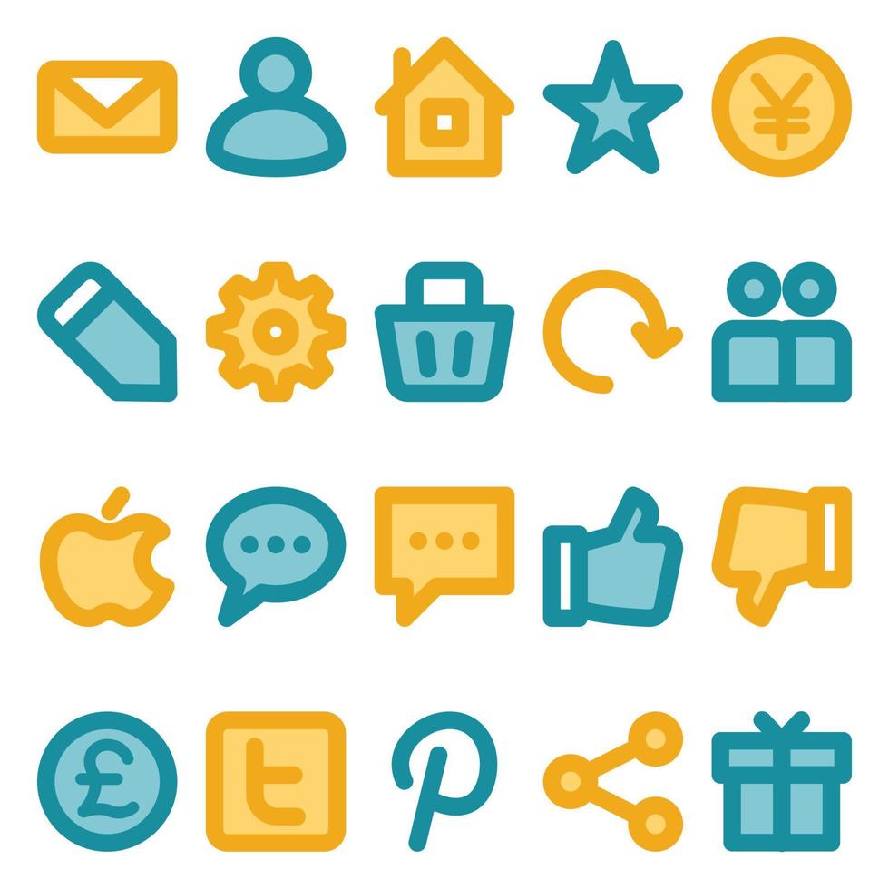 Filled color outline icons for Social media. vector