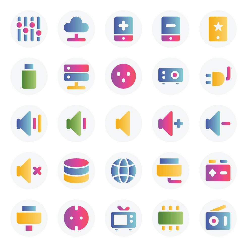 iconos de color degradado para electrónica. vector