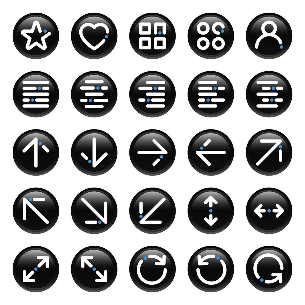 Black circle outline icons for Sign and Symbol. vector