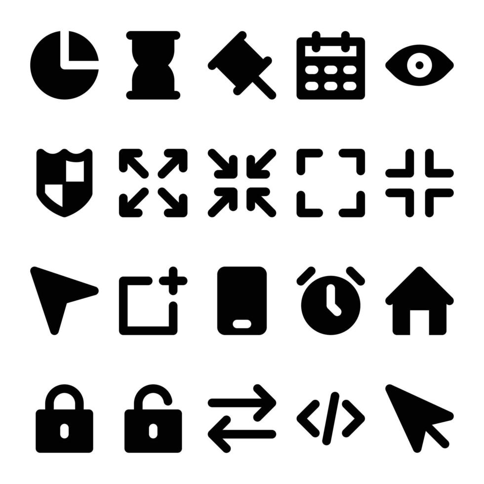 Glyph icons for User interface. vector