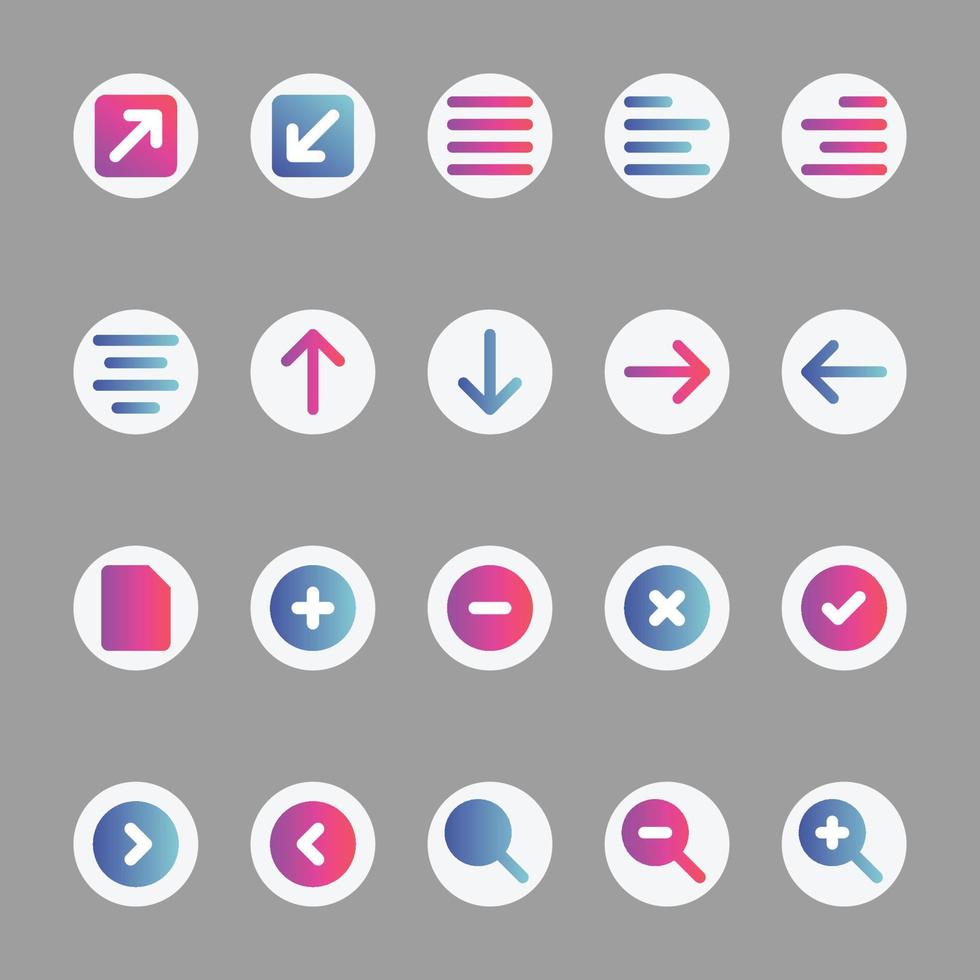 Gradient color icons for User interface. vector