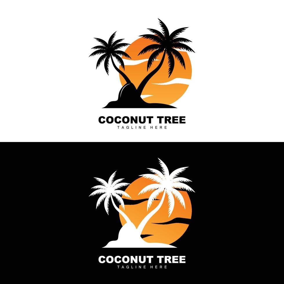 Coconut Tree Logo, Ocean Tree Vector, Design For Templates, Product Branding, Beach Tourism Object Logo vector