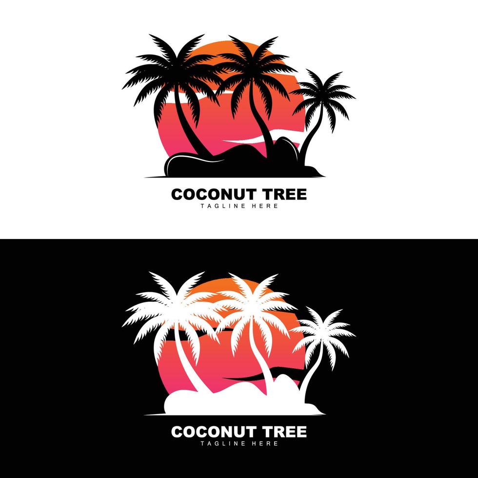 Coconut Tree Logo, Ocean Tree Vector, Design For Templates, Product Branding, Beach Tourism Object Logo vector
