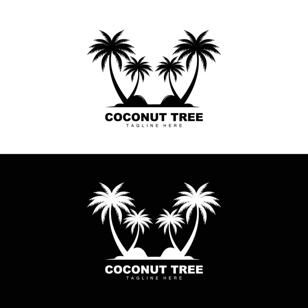 logotipo de árbol de coco, vector de árbol oceánico, diseño para plantillas, marca de producto, logotipo de objeto de turismo de playa