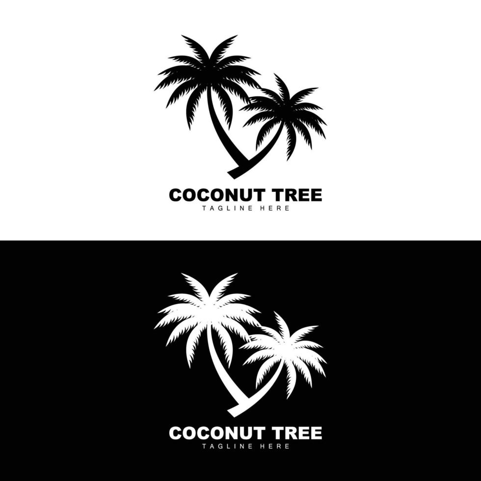 Coconut Tree Logo, Ocean Tree Vector, Design For Templates, Product Branding, Beach Tourism Object Logo vector