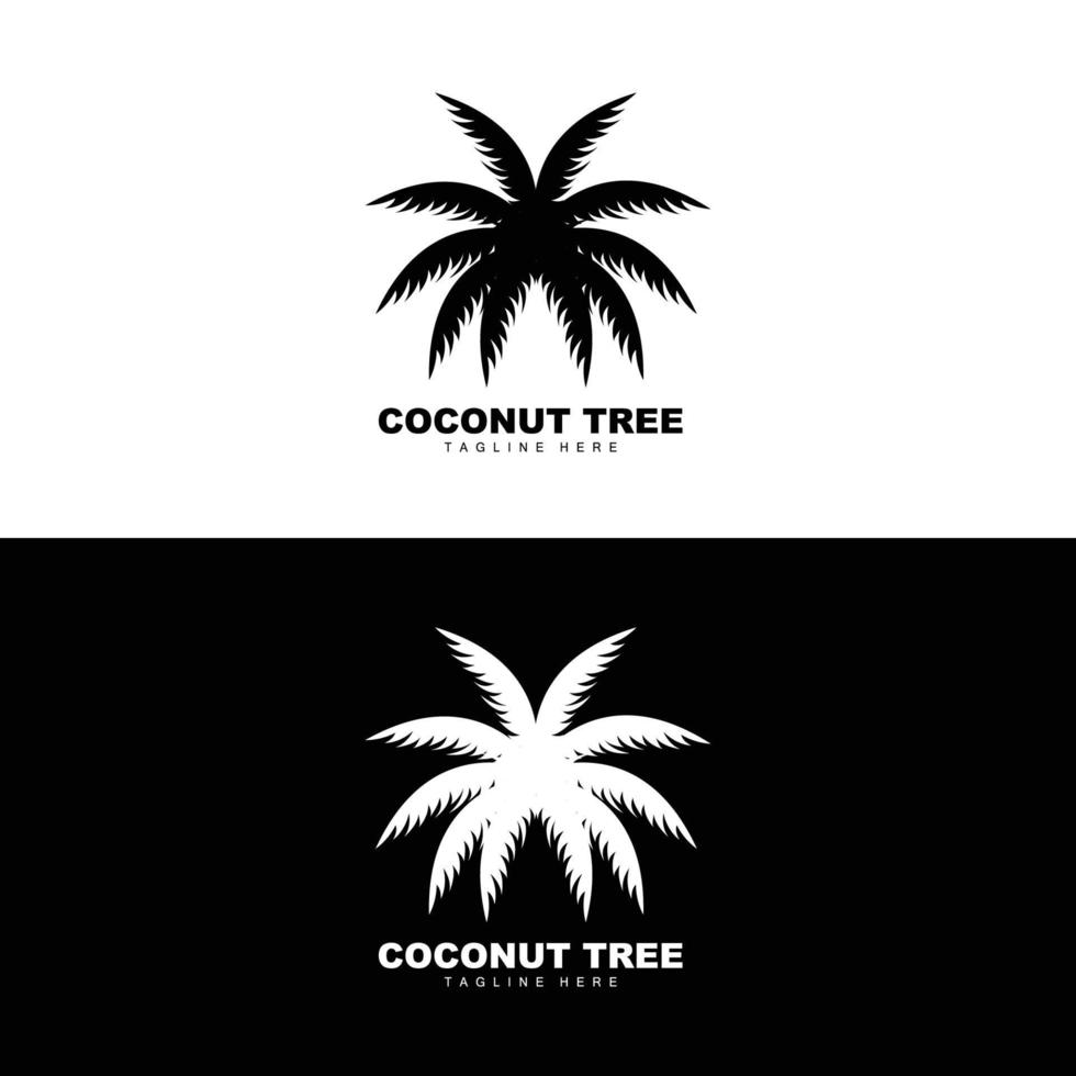 logotipo de árbol de coco, vector de árbol oceánico, diseño para plantillas, marca de producto, logotipo de objeto de turismo de playa