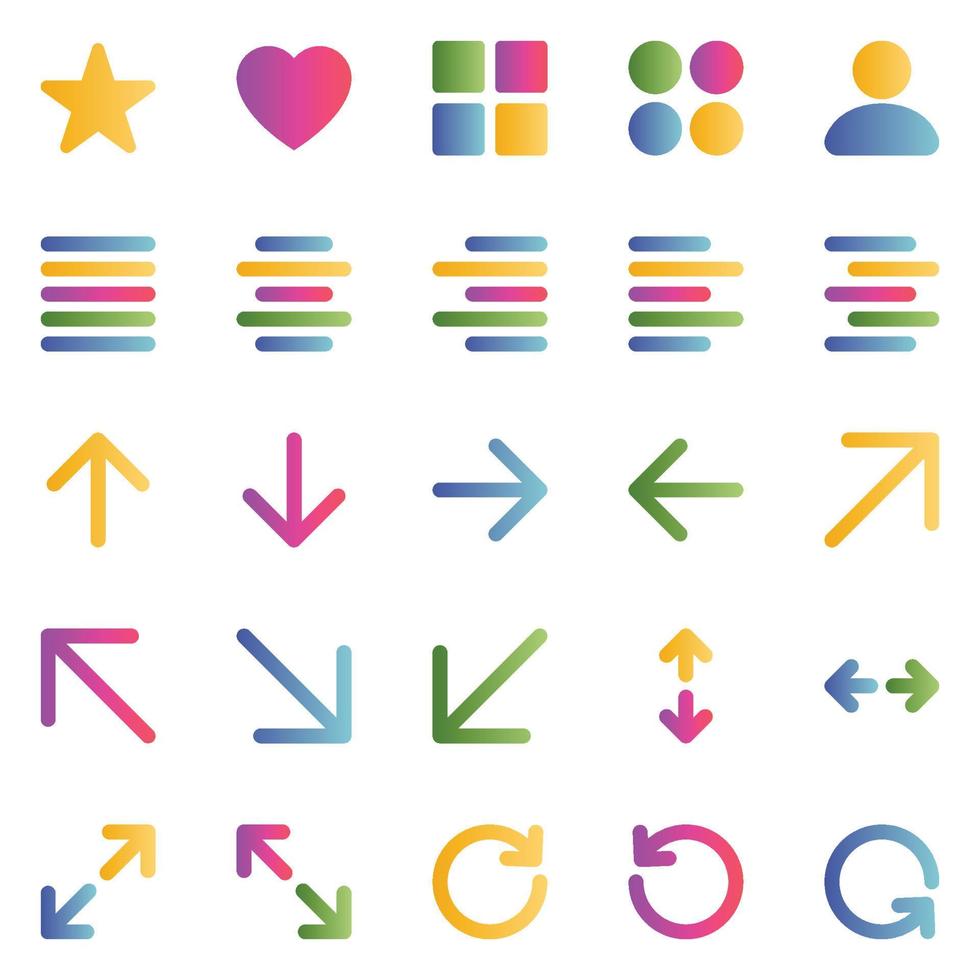 Gradient color icons for Sign and Symbol. vector