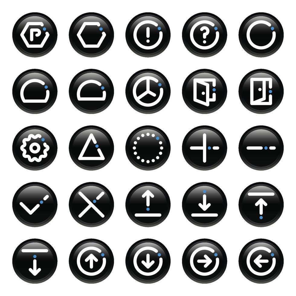 Black circle outline icons for Sign and Symbol. vector