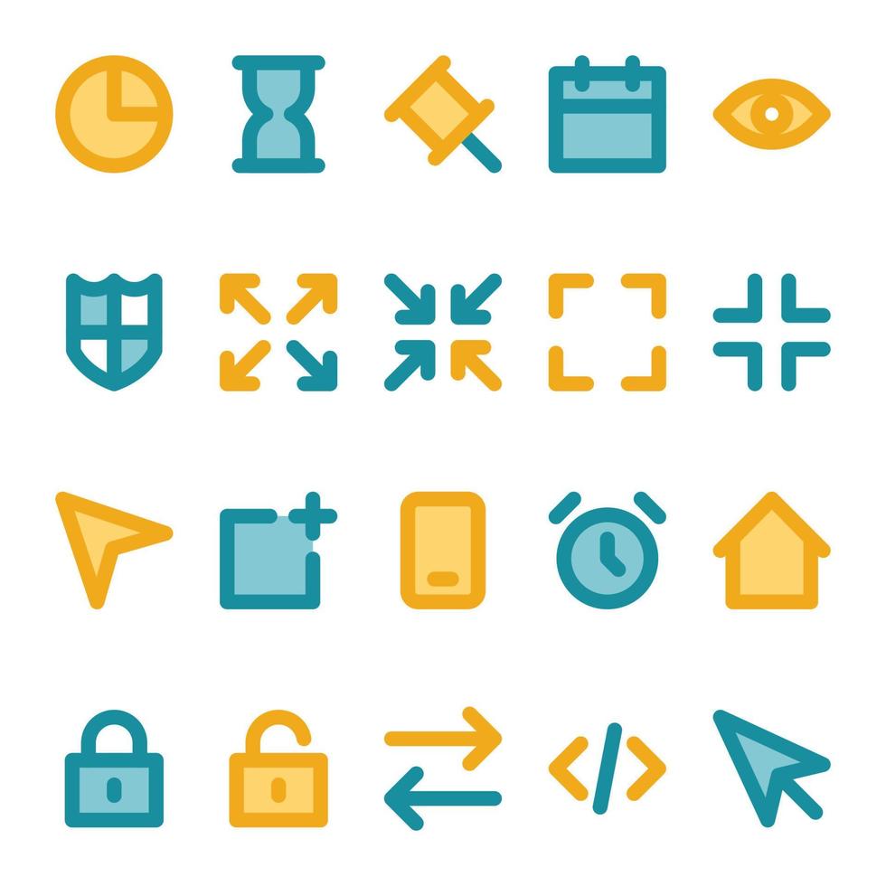 iconos de contorno de color rellenos para la interfaz de usuario. vector