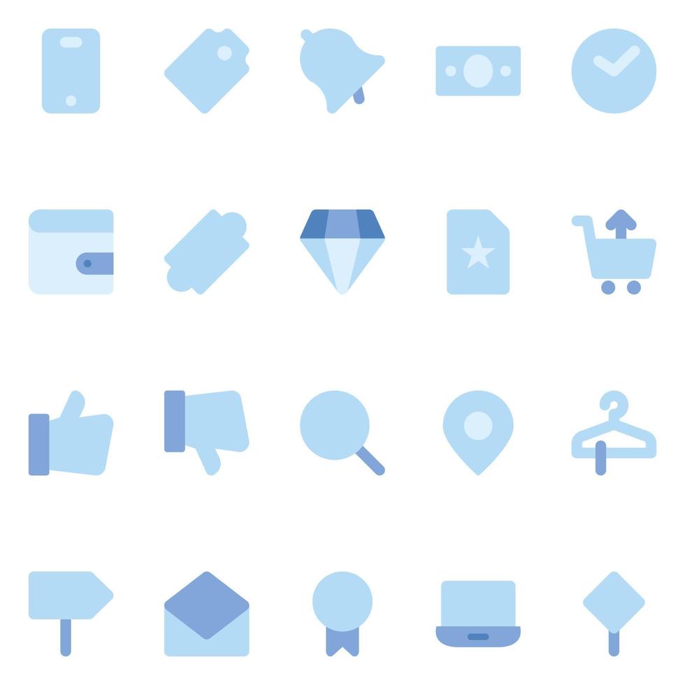 Blue flat icons for Black friday. vector