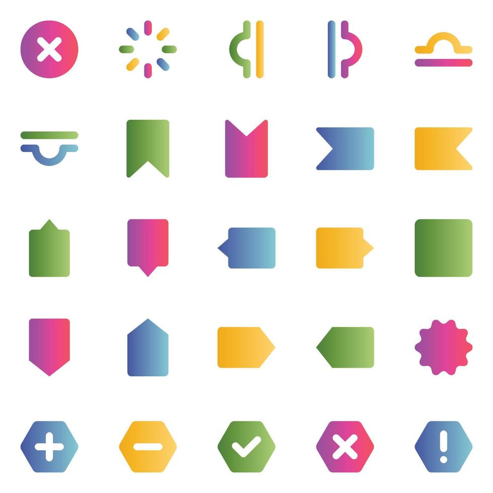 Gradient color icons for Sign and Symbol. vector