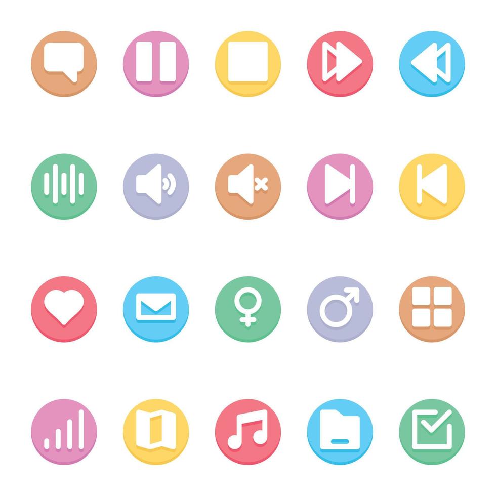 Circle color glyph icons for User interface. vector