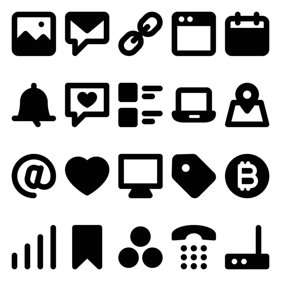 Glyph icons for Social media. vector