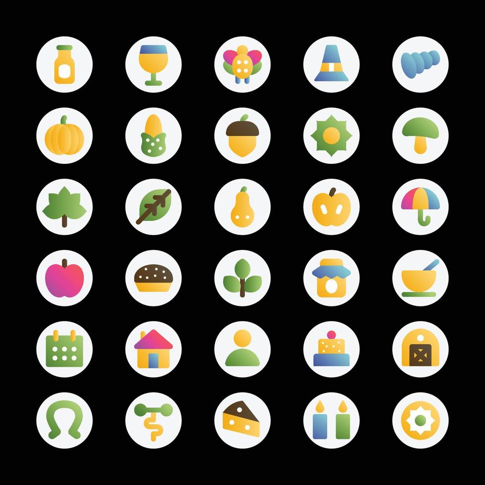 Gradient color icons for Thanksgiving. vector