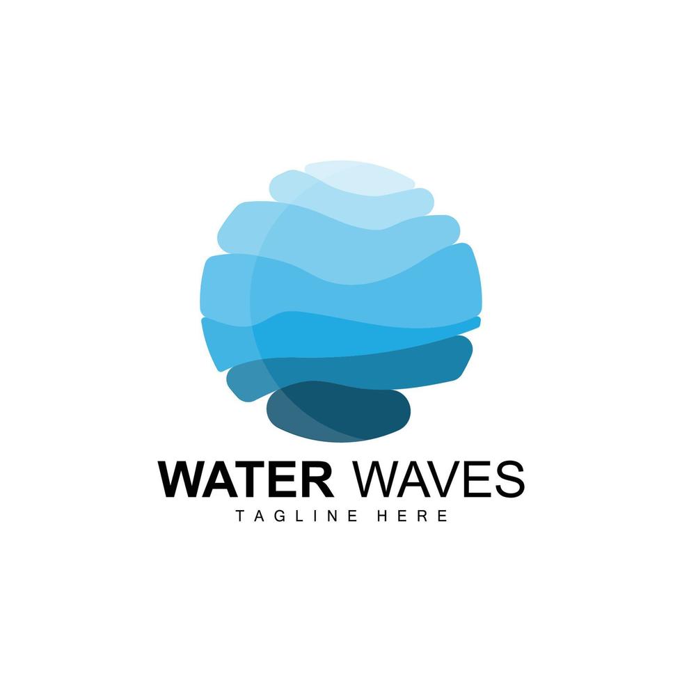 Water Wave Logo, Deep Sea Vector, Maritime Background Template Design vector