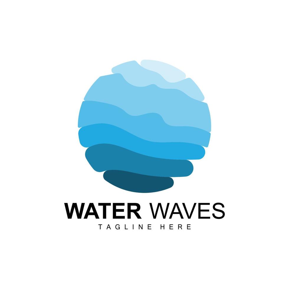 Water Wave Logo, Deep Sea Vector, Maritime Background Template Design vector